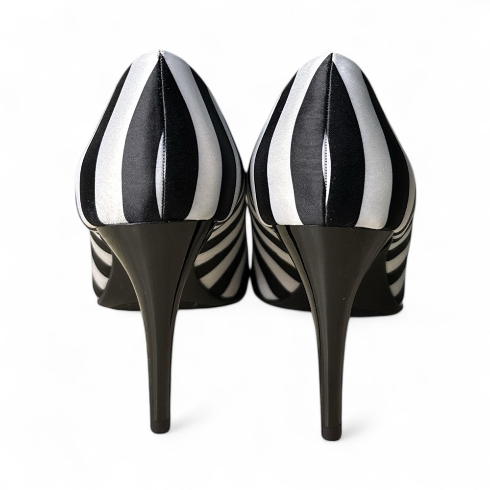 a.n.a Black White Striped Pumps Pointed Toe Heels Size 8.5 - Picture 5 of 9